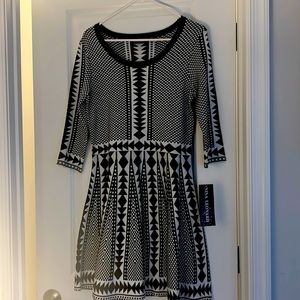 Nina Leonard Geometric Sweater Dress